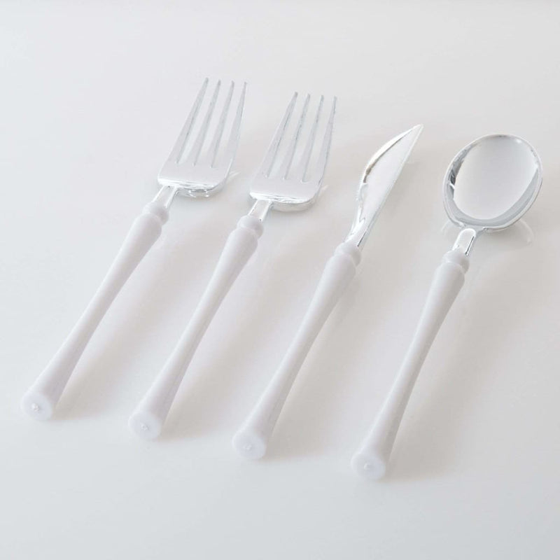 Luxe Party Neo Classic Clear and Silver Plastic Cutlery Set