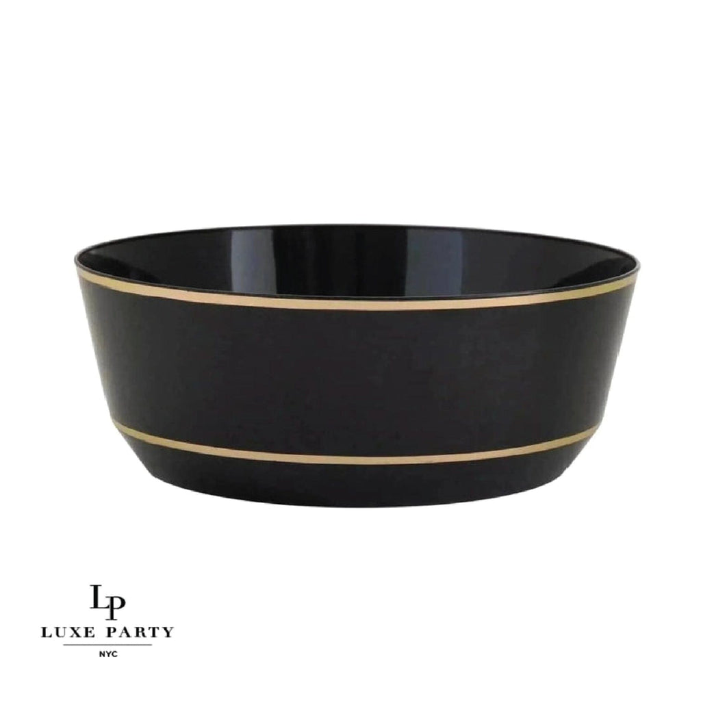 Accent Bowls Soup Bowls 14 Oz. Round Black • Gold Plastic Bowls | 10 Pack