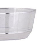 Accent Bowls Soup Bowls 14 Oz. Round Clear • Silver Glitter Plastic Bowls | 10 Pack