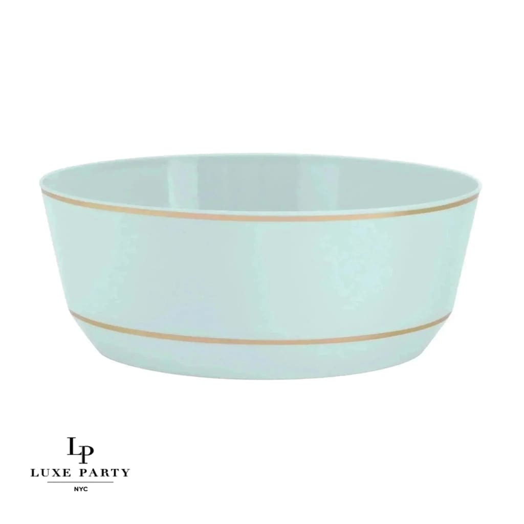 Accent Bowls Soup Bowls 14 Oz. Round Mint • Gold Plastic Bowls | 10 Pack