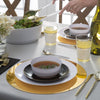 Accent Bowls Soup Bowls 14 Oz. Round White • Gold Plastic Bowls | 10 Pack