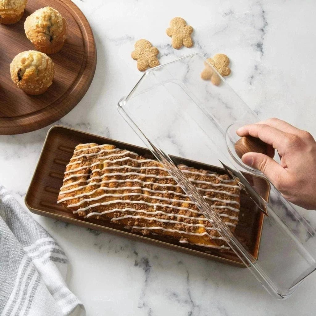 Luxe Party Serving Trays Rectangle OAK Heavy Plastic Serving Tray with Plastic Cover | 6.3" x 15.35" (Copy)