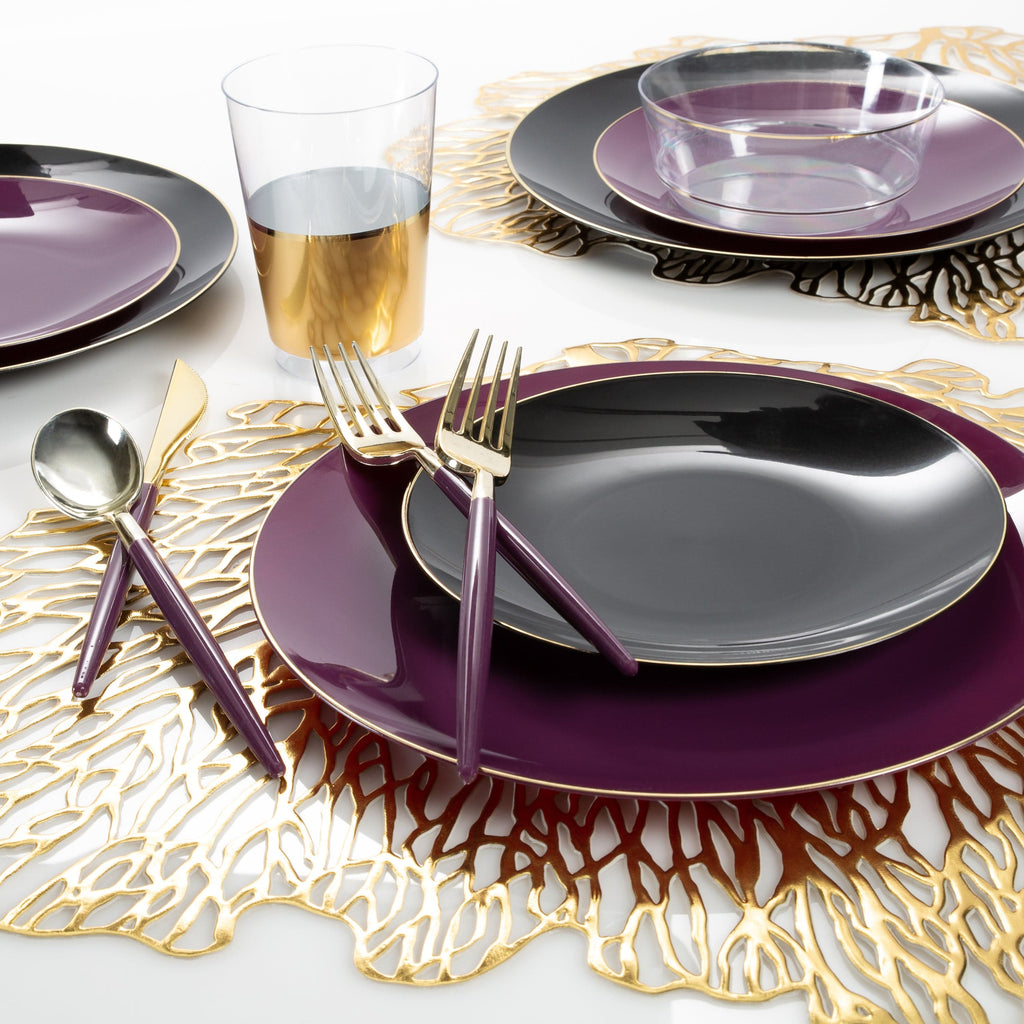 Chic Two Tone Forks Chic Round Purple and Gold Forks | 32 Pieces