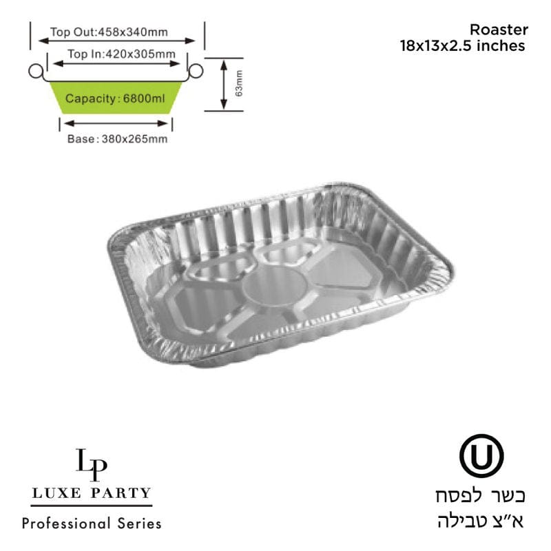 Luxe Party pans Aluminum Disposable Foil Roaster Pans 18x13x2.5"  - 100pk