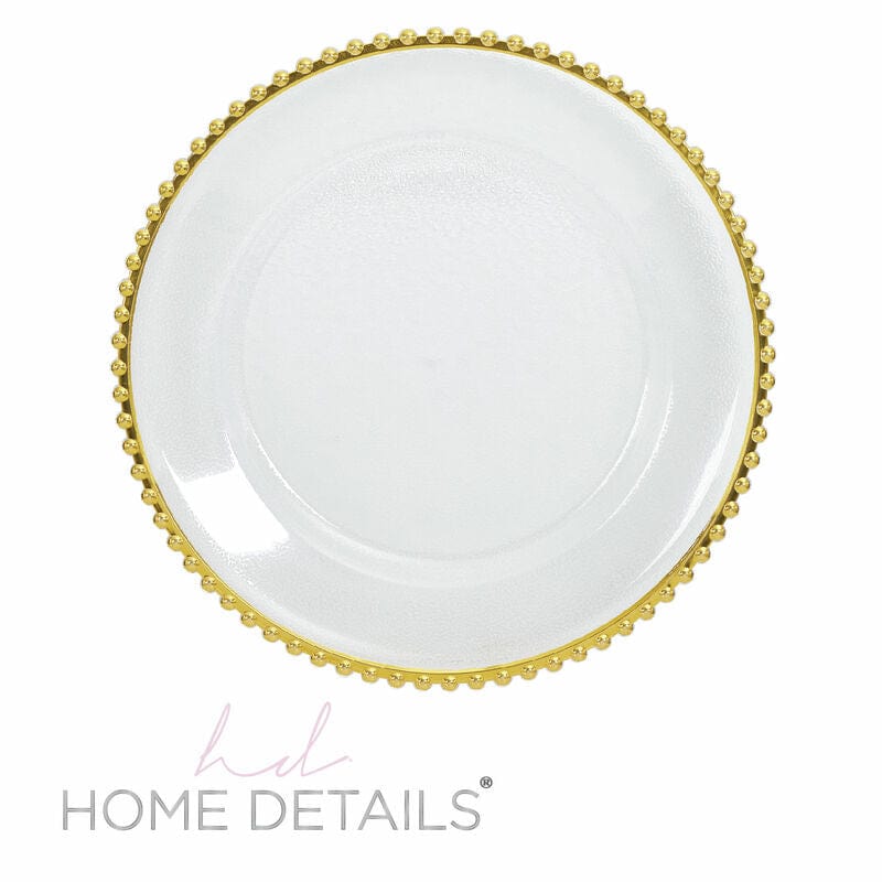 Luxe Party Chargers 13" Clear with Gold Beads Round Plastic Charger Plate | 1 Charger  (Copy)