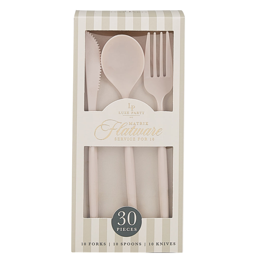Luxe Party Cutlery Set Matrix Linen Plastic Cutlery Set | 30 Pieces