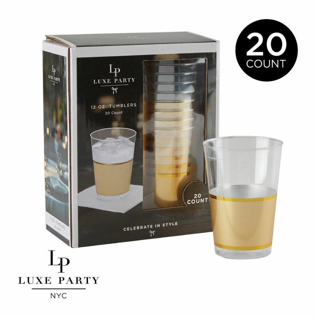 Luxe Party NYC Tumblers Gold Plastic Cups | 10 Cups