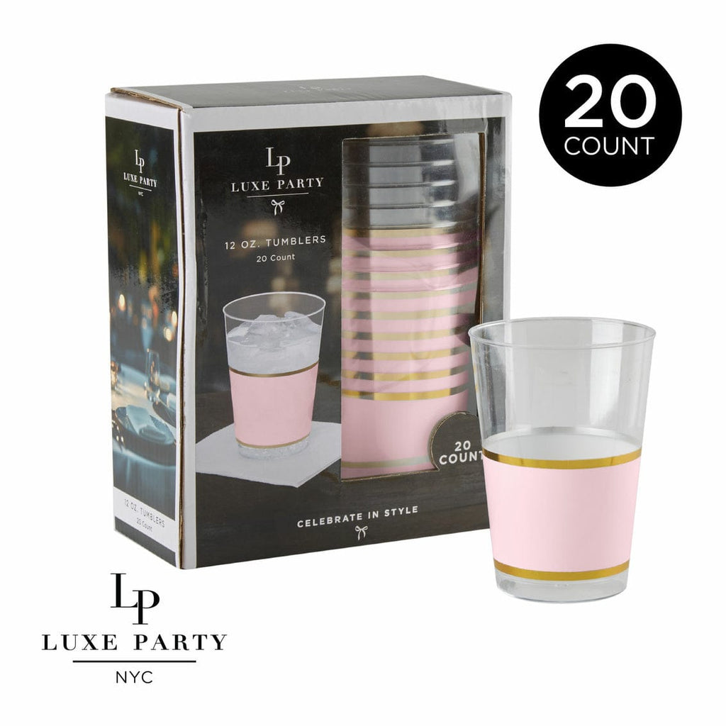 Luxe Party NYC Tumblers Blush • Gold Plastic Cups | 10 Cups