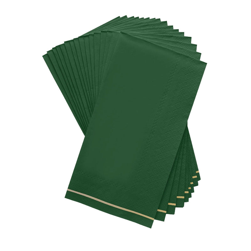 Mint Green with Gold Stripe Guest Paper Dinner Napkins - Thumbnail 2