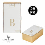 Luxe Party Napkins 28 Guest Napkins - 4.25" x 7.75" Letter B Gold Foil Monogram Paper Dinner Napkins with Gift Box | 28 Napkins