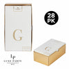 Luxe Party Napkins 28 Guest Napkins - 4.25" x 7.75" Letter G Gold Foil Monogram Paper Dinner Napkins with Gift Box | 28 Napkins