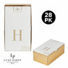 Luxe Party Napkins 28 Guest Napkins - 4.25" x 7.75" Letter H Gold Foil Monogram Paper Dinner Napkins with Gift Box | 28 Napkins