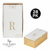 Luxe Party Napkins 28 Guest Napkins - 4.25" x 7.75" Letter R Gold Foil Monogram Paper Dinner Napkins with Gift Box | 28 Napkins