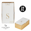 Luxe Party Napkins 28 Guest Napkins - 4.25" x 7.75" Letter S Gold Foil Monogram Paper Dinner Napkins with Gift Box | 28 Napkins