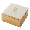 Luxe Party Napkins 32 Guest Napkins - 5" x 5" Letter W Gold Foil Monogram Paper Cocktail Napkins with Gift Box | 32 Napkins