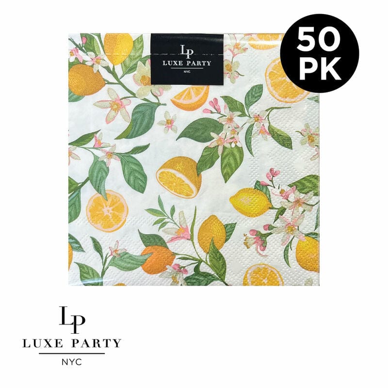 Luxe Party Napkins 50 Beverage Napkins - 5" x 5" Lemon Paper Cocktail Napkins | 50 Napkins (Copy)