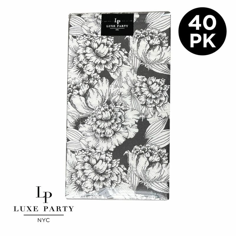 Luxe Party Napkins 50 Dinner Napkins - 4.5" x 7.75" Black and White Paper Dinner Napkins | 40 Napkins