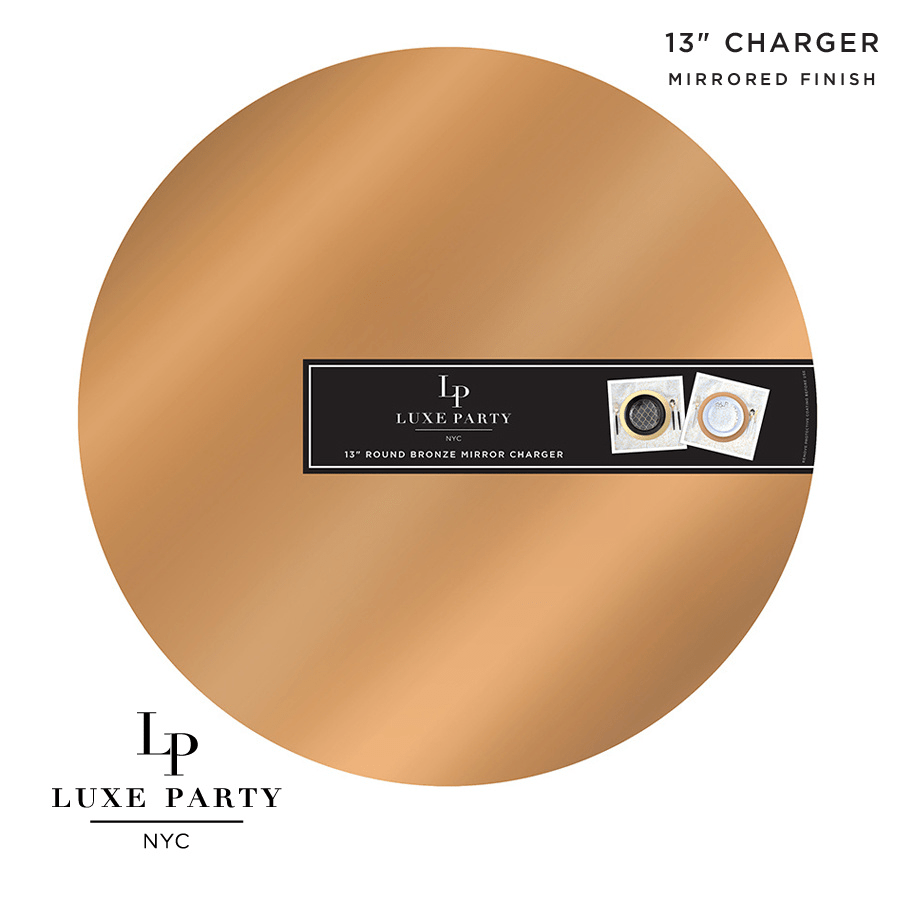 Luxe Party NYC Chargers 13" Bronze Round Light Weight Mirror Charger Plate | 1 Charger