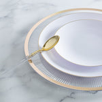 Luxe Party NYC Chargers 13" Ribbed Clear and Gold Plastic Charger Plate | 1 Charger