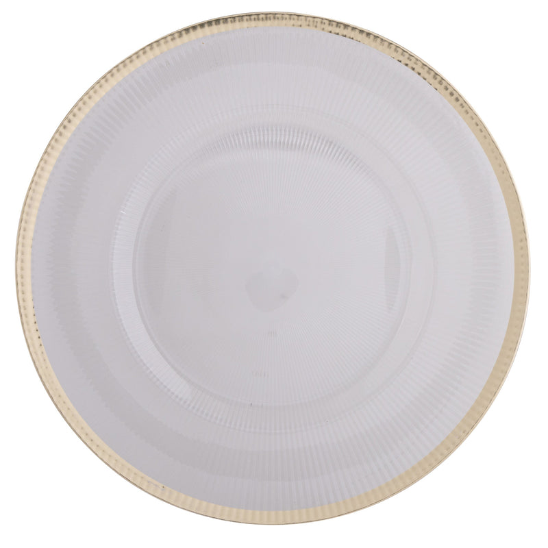 Luxe Party NYC Chargers 13" Ribbed Clear and Gold Plastic Charger Plate | 1 Charger