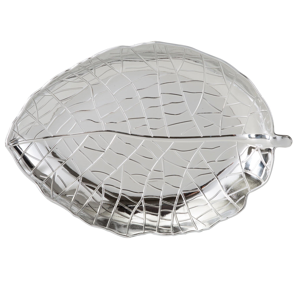 Luxe Party NYC Chargers Leaf Silver Plastic Charger Plate | 1 Charger