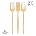 Luxe Party NYC Chic Forks Solid Round Gold Forks | 20 Pieces