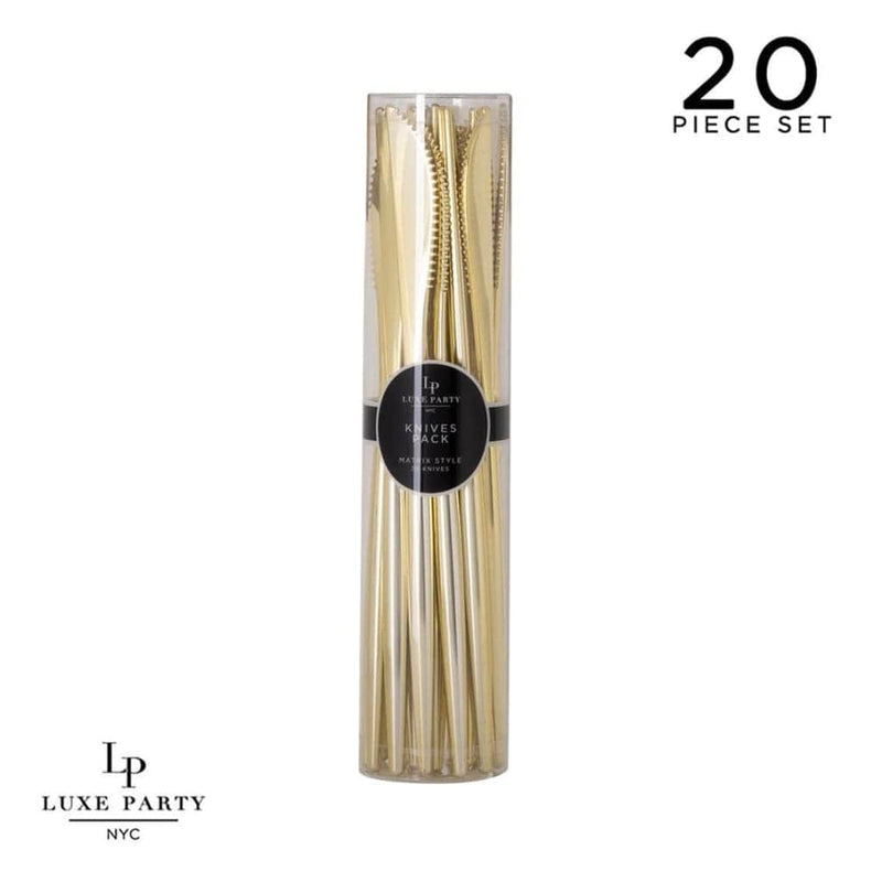 Luxe Party NYC Chic Knives Solid Round Gold Knives | 20 Pieces