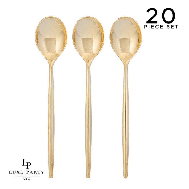 Luxe Party NYC Chic Spoons Solid Round Gold Spoons | 20 Pieces