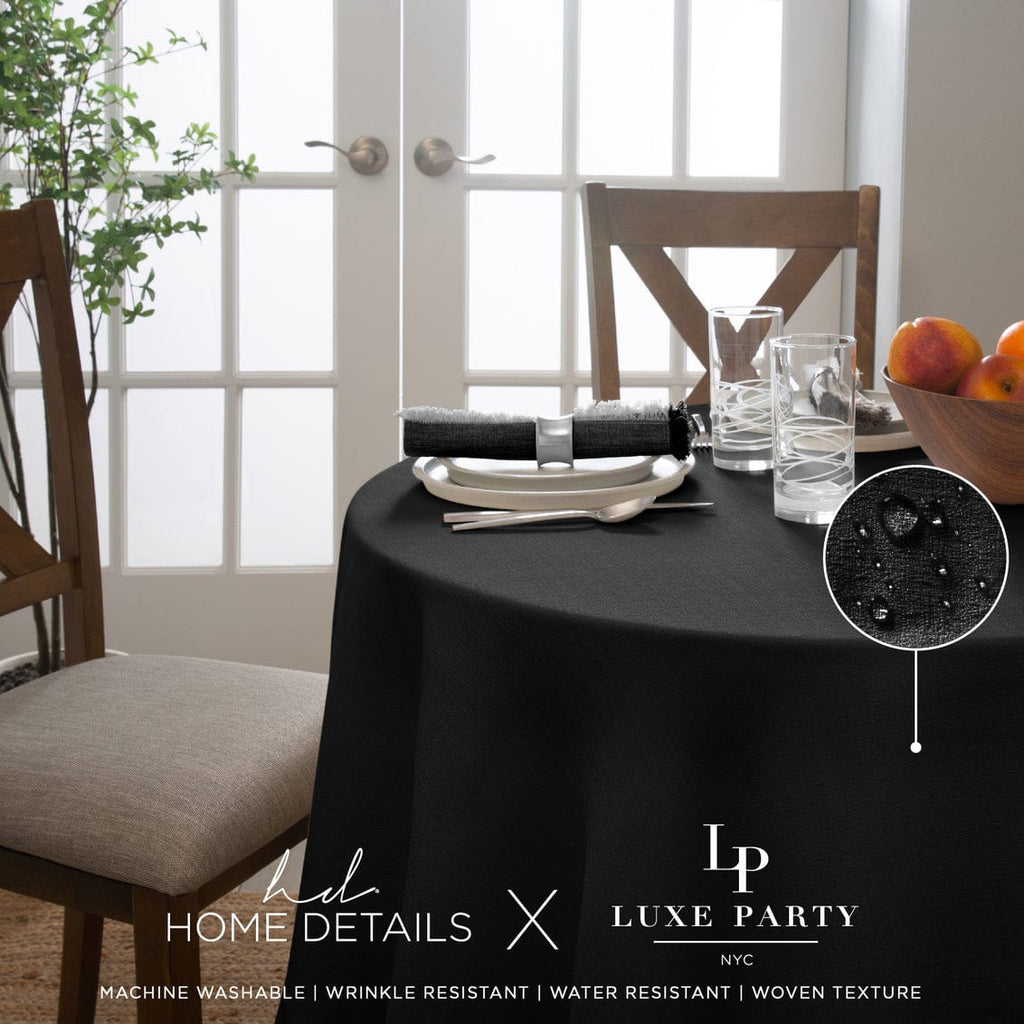 Luxe Party NYC Clear Tablecloths 70" x 144" Premium Black Waterproof Polyester Tablecloth
