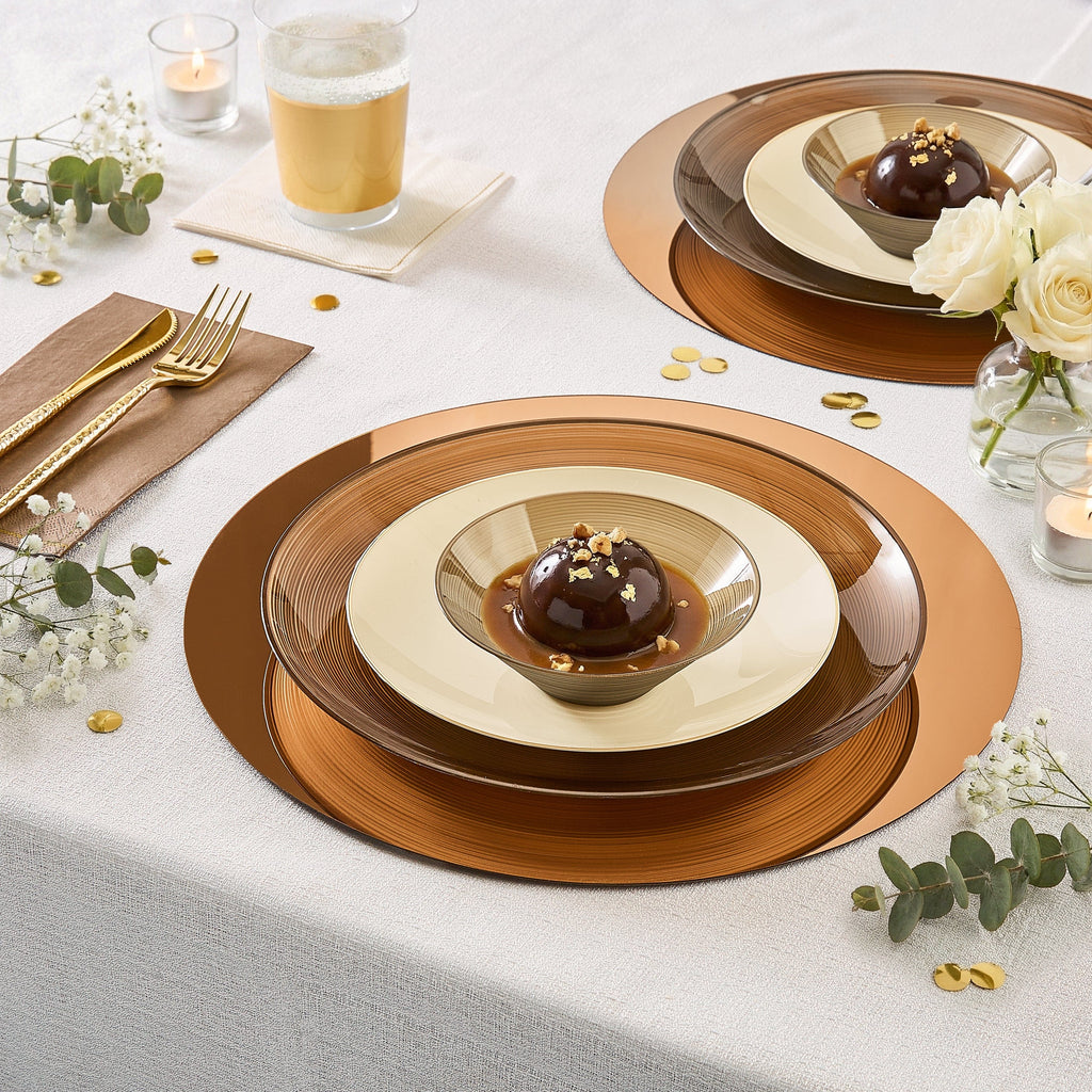 Luxe Party NYC Dessert Bowls Transplant Brown Disposable Party Bowl Set | 12 Pack