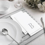 Luxe Party NYC Napkins 14 Guest Napkins - 4.25" x 7.75" Letter B Silver Monogram Paper Disposable Dinner Napkins | 14 Napkins