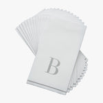 Luxe Party NYC Napkins 14 Guest Napkins - 4.25" x 7.75" Letter B Silver Monogram Paper Disposable Dinner Napkins | 14 Napkins