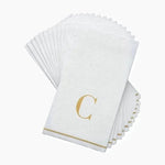 Luxe Party NYC Napkins 14 Guest Napkins - 4.25" x 7.75" Letter C Gold Monogram Paper Disposable Dinner Napkins | 14 Napkins