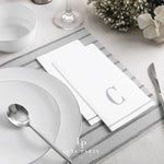 Luxe Party NYC Napkins 14 Guest Napkins - 4.25" x 7.75" Letter C Silver Monogram Paper Disposable Dinner Napkins | 14 Napkins