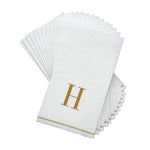 Luxe Party NYC Napkins 14 Guest Napkins - 4.25" x 7.75" Letter H Gold Monogram Paper Disposable Dinner Napkins | 14 Napkins