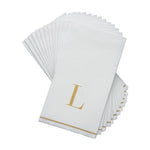 Luxe Party NYC Napkins 14 Guest Napkins - 4.25" x 7.75" Letter L Gold Monogram Paper Disposable Dinner Napkins | 14 Napkins