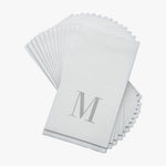 Luxe Party NYC Napkins 14 Guest Napkins - 4.25" x 7.75" Letter M Silver Monogram Paper Disposable Dinner Napkins | 14 Napkins