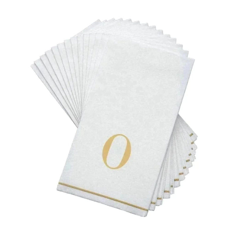 Luxe Party NYC Napkins 14 Guest Napkins - 4.25" x 7.75" Letter O Gold Monogram Paper Disposable Dinner Napkins | 14 Napkins