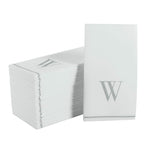 Luxe Party NYC Napkins 14 Guest Napkins - 4.25" x 7.75" Letter W Silver Monogram Paper Disposable Dinner Napkins | 14 Napkins