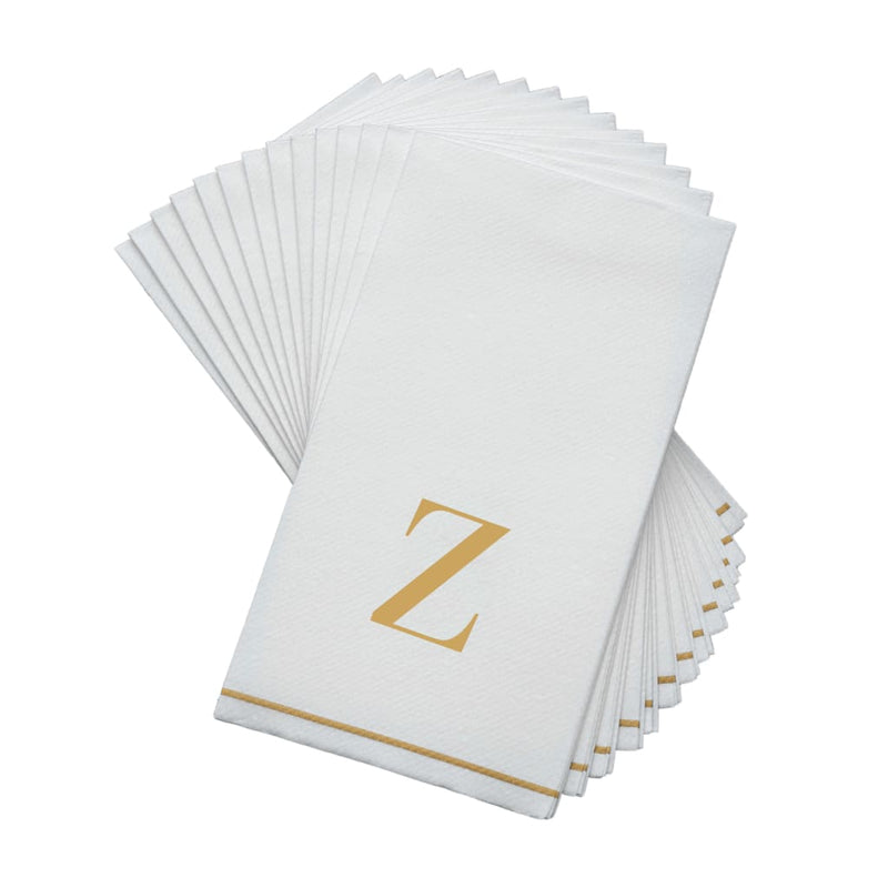 Luxe Party NYC Napkins 14 Guest Napkins - 4.25" x 7.75" Letter Z Gold Monogram Paper Disposable Dinner Napkins | 14 Napkins