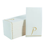 Luxe Party NYC Napkins 14 Guest Napkins - 4.25" x 7.75" White and Gold Hebrew COFF Paper Dinner Napkins | 14 Napkins