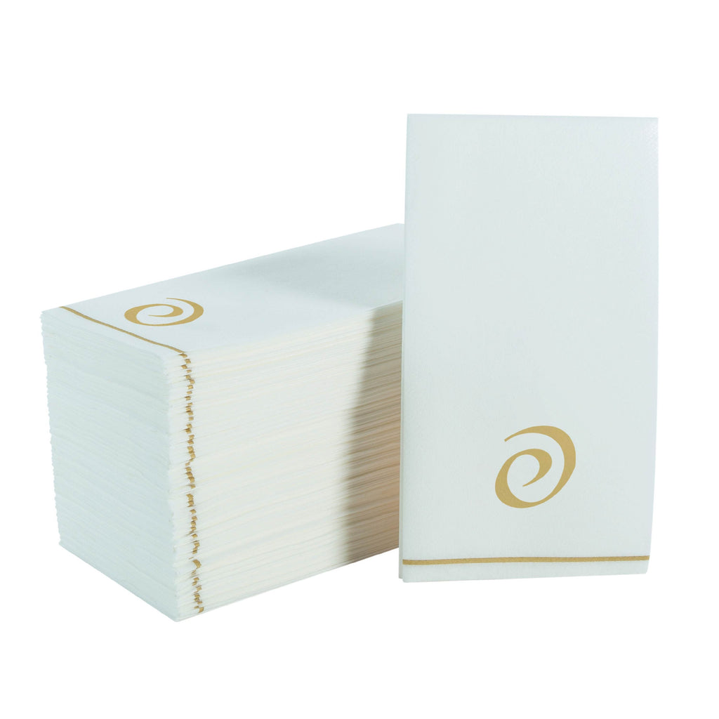 Luxe Party NYC Napkins 14 Guest Napkins - 4.25" x 7.75" White and Gold Hebrew PAY Paper Dinner Napkins | 14 Napkins