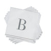 Luxe Party NYC Napkins 16 Cocktail Napkins - 5" x 5" Letter B Silver Monogram Paper Disposable Cocktail Napkins | 16 Napkins