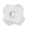 Luxe Party NYC Napkins 16 Cocktail Napkins - 5" x 5" Letter C Silver Monogram Cocktail Paper Disposable Napkins | 16 Napkins