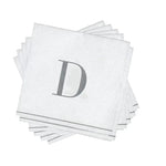 Luxe Party NYC Napkins 16 Cocktail Napkins - 5" x 5" Letter D Silver Monogram Paper Disposable Cocktail Napkins | 16 Napkins