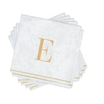 Luxe Party NYC Napkins 16 Cocktail Napkins - 5" x 5" Letter E Gold Monogram Cocktail Paper Disposable Napkins | 16 Napkins