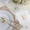 Luxe Party NYC Napkins 16 Cocktail Napkins - 5" x 5" Letter E Gold Monogram Cocktail Paper Disposable Napkins | 16 Napkins