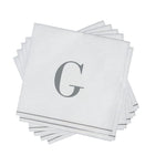 Luxe Party NYC Napkins 16 Cocktail Napkins - 5" x 5" Letter G Silver Monogram Cocktail Paper Disposable Napkins | 16 Napkins