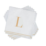 Luxe Party NYC Napkins 16 Cocktail Napkins - 5" x 5" Letter L Gold Monogram Cocktail Paper Disposable Napkins | 16 Napkins