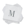 Luxe Party NYC Napkins 16 Cocktail Napkins - 5" x 5" Letter M Silver Monogram Cocktail Paper Disposable Napkins | 16 Napkins